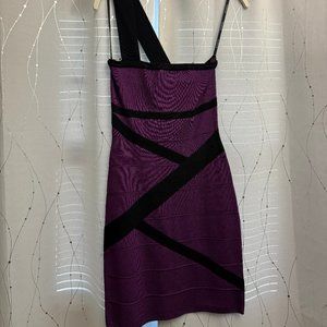 Bebe Purple and Black Bandage Dress